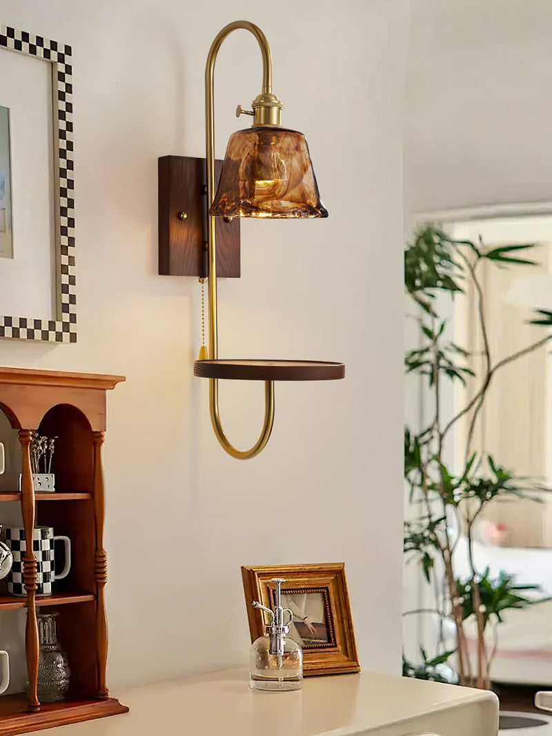 Walnut Shelf Sconce-DWHOME