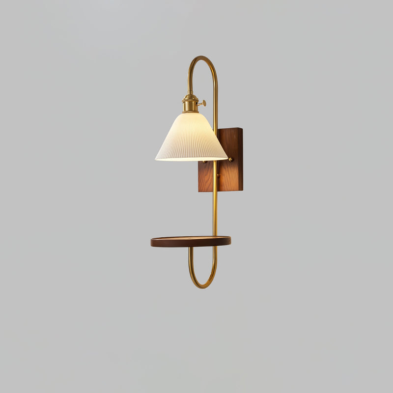 Walnut Shelf Sconce-DWHOME