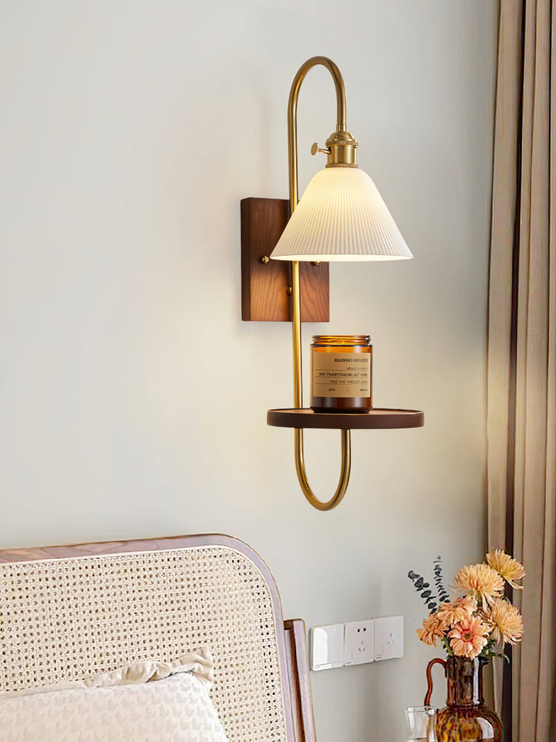 Walnut Shelf Sconce-DWHOME