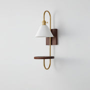 Walnut Shelf Sconce-DWHOME