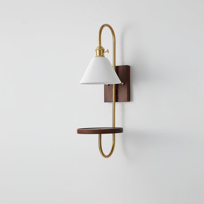 Walnut Shelf Sconce-DWHOME