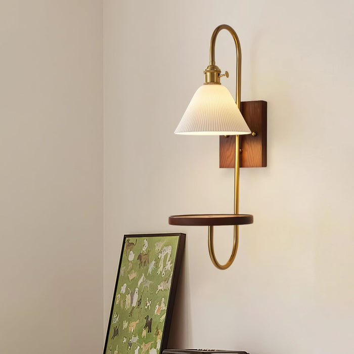 Walnut Shelf Sconce-DWHOME