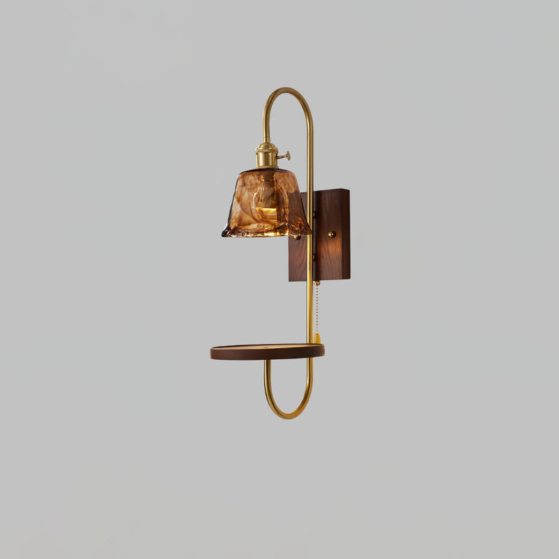 Walnut Shelf Sconce-DWHOME