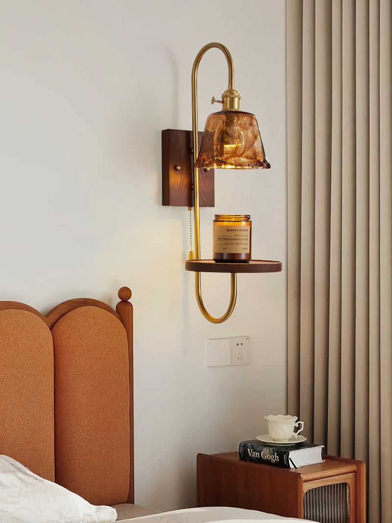 Walnut Shelf Sconce-DWHOME