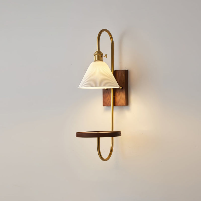 Walnut Shelf Sconce-DWHOME