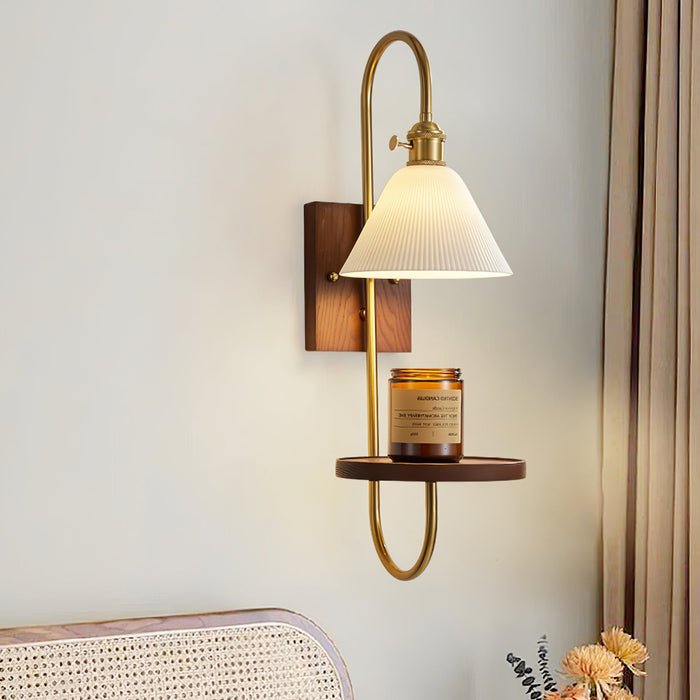 Walnut Shelf Sconce-DWHOME