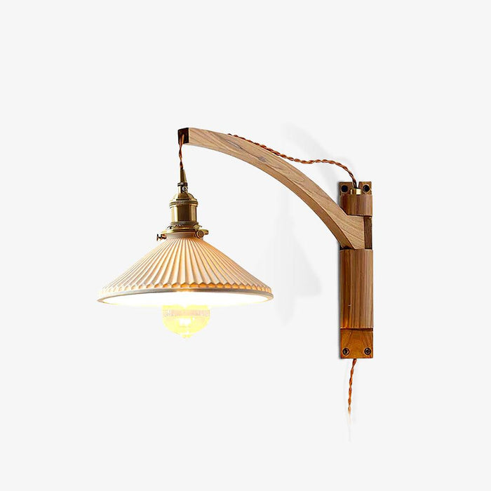 Walnut Swing Arm Wall Lamp.