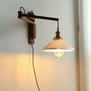 Walnut Swing Arm Wall Lamp-DWHOME