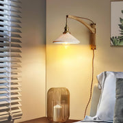 Walnut Swing Arm Wall Lamp-DWHOME