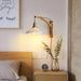 Walnut Swing Arm Wall Lamp.