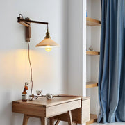 Walnut Swing Arm Wall Lamp-DWHOME