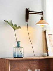 Walnut Swing Arm Wall Lamp-DWHOME