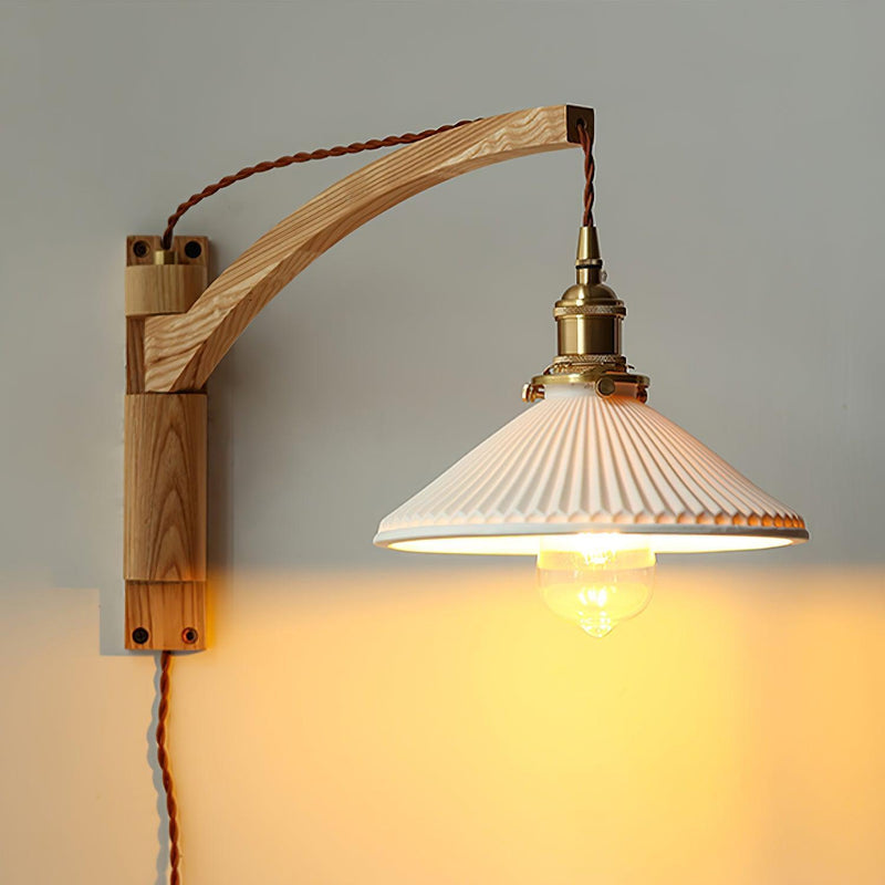 Walnut Swing Arm Wall Lamp-DWHOME