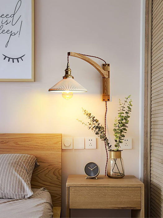 Walnut Swing Arm Wall Lamp - Vakkerlight