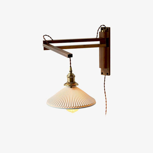 Walnut Swing Arm Wall Lamp.