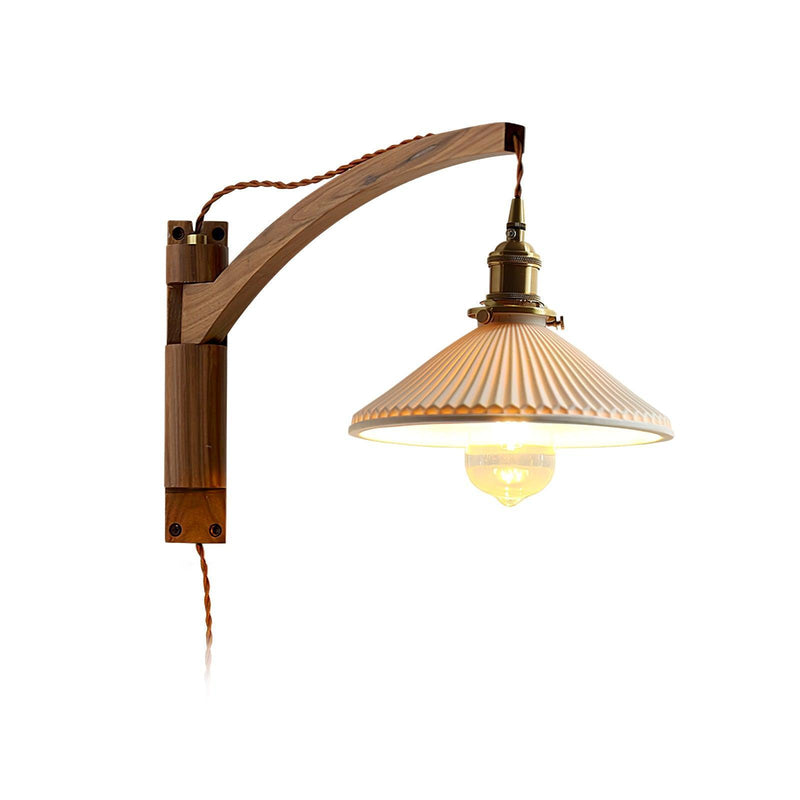 Walnut Swing Arm Wall Lamp-DWHOME