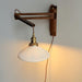 Walnut Swing Arm Wall Lamp.