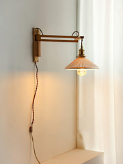 Walnut Swing Arm Wall Lamp-DWHOME