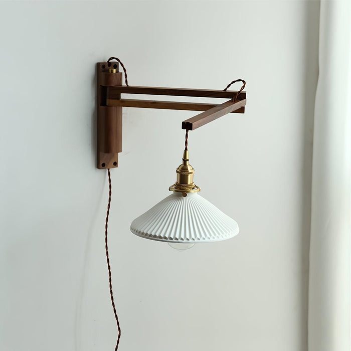 Walnut Telescopic Wall Lamp.