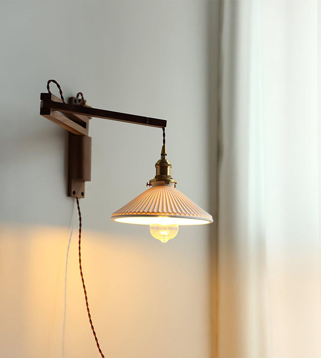 Walnut Telescopic Wall Lamp.