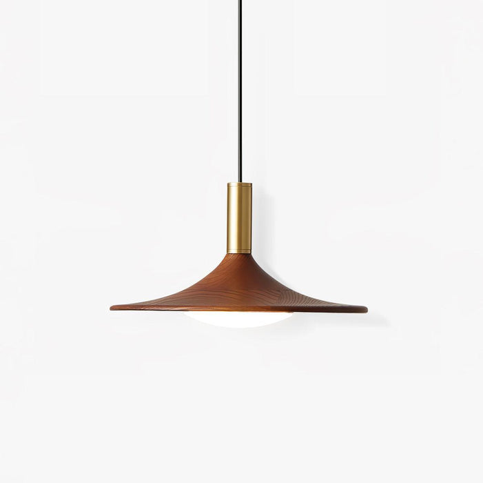 Walnut Wood Dish Pendant Light-DWHOME