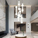 White Multi Globe Pendant Light for Staircase & High Ceiling-DWHOME