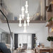 White Multi Globe Pendant Light for Staircase & High Ceiling-DWHOME