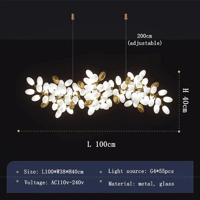 White and Gold Leaf Chandelier for Living Room-DWHOME