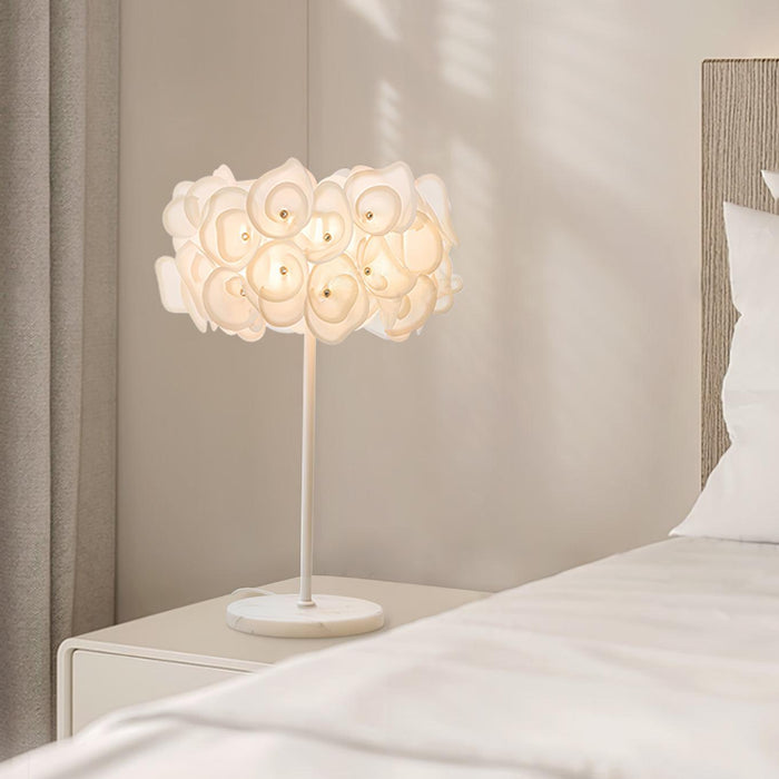 White Hydrangea Table Lamp.