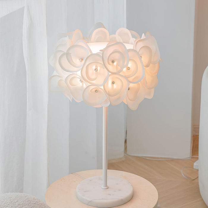 White Hydrangea Table Lamp.