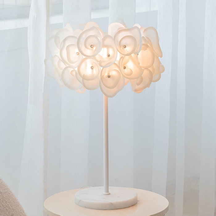 White Hydrangea Table Lamp.