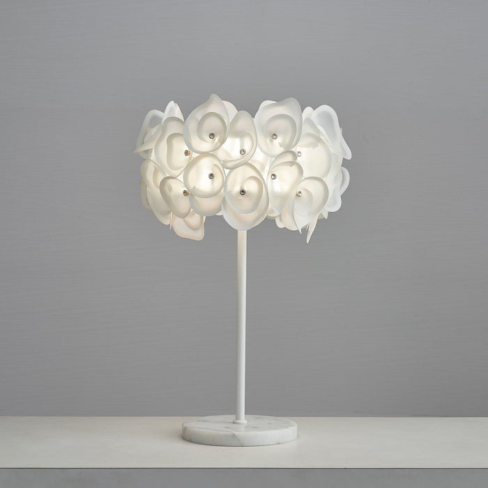 White Hydrangea Table Lamp.