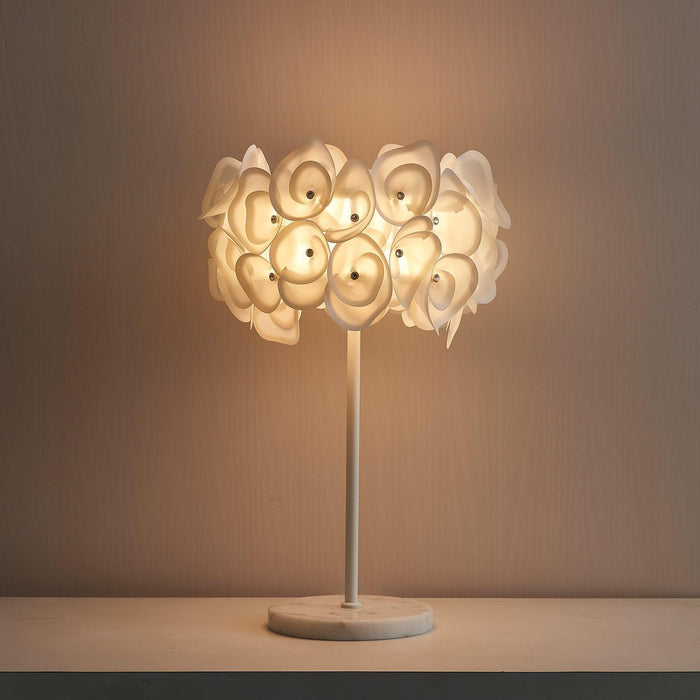 White Hydrangea Table Lamp.