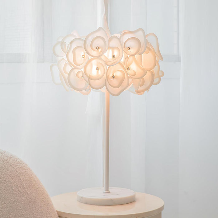 White Hydrangea Table Lamp.