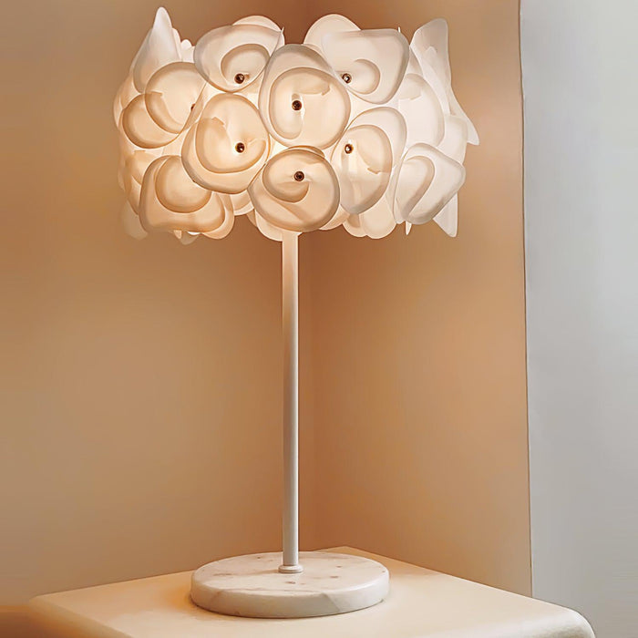 White Hydrangea Table Lamp.