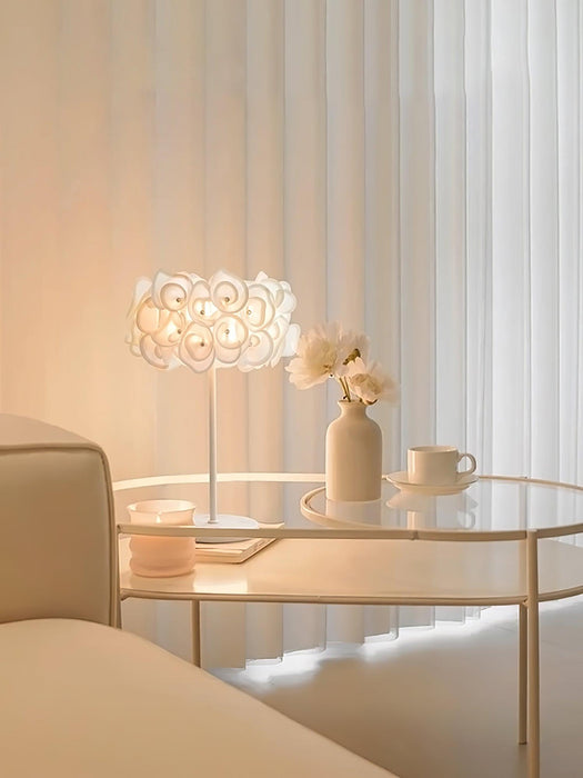 White Hydrangea Table Lamp.