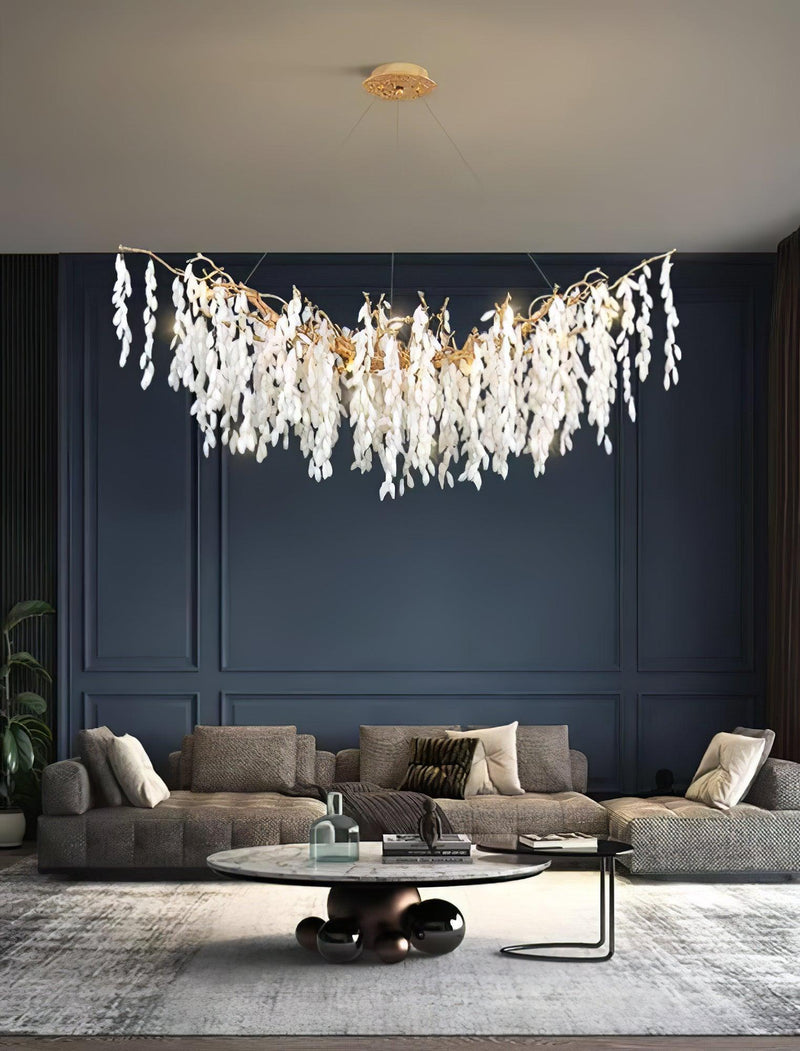 White Jade Branch Brass Chandelier-DWHOME