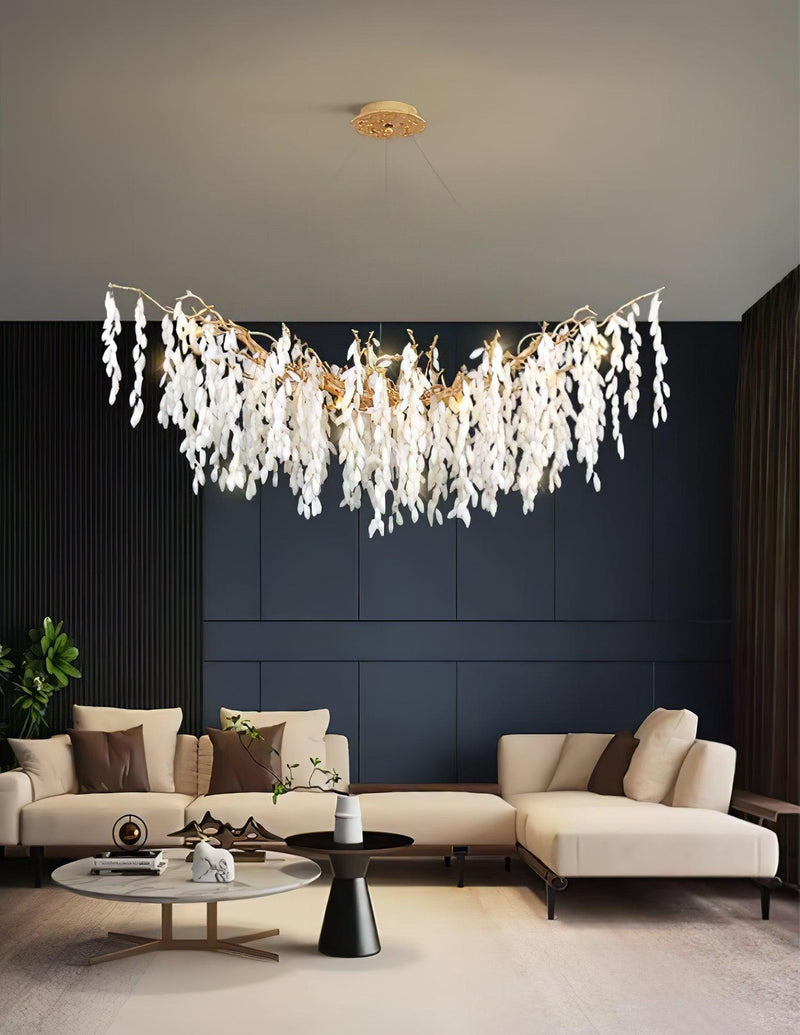 White Jade Branch Brass Chandelier-DWHOME