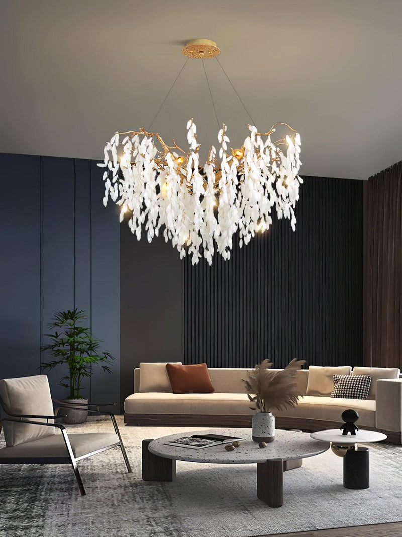 White Jade Branch Brass Chandelier-DWHOME