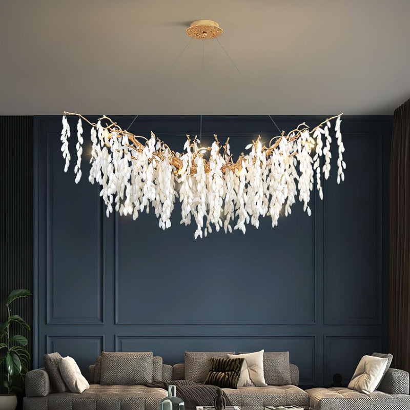 White Jade Branch Brass Chandelier-DWHOME