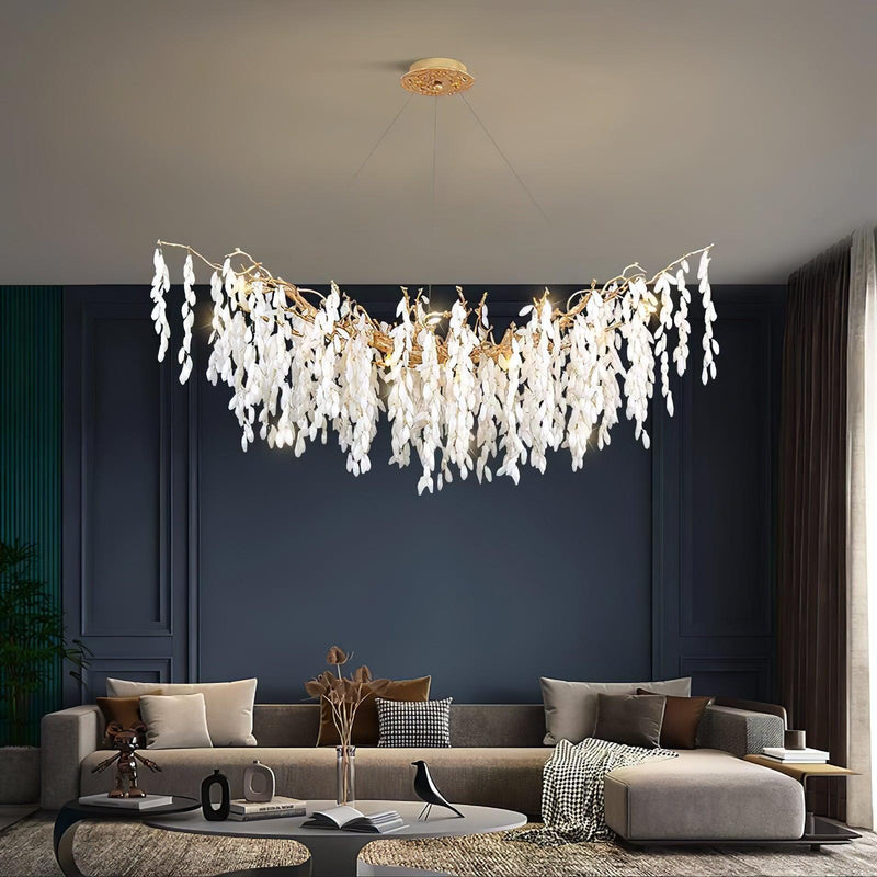 White Jade Branch Brass Chandelier-DWHOME