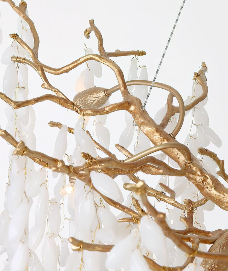White Jade Branch Brass Chandelier-DWHOME