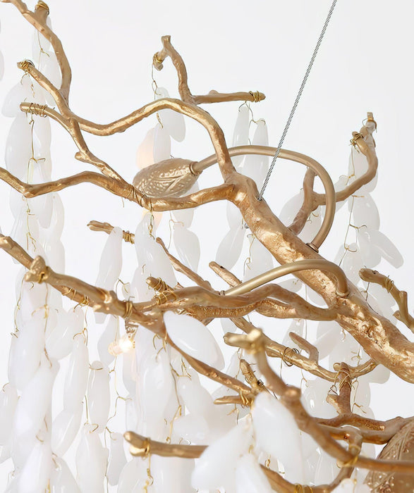 White Jade Branch Brass Chandelier - DWHOME