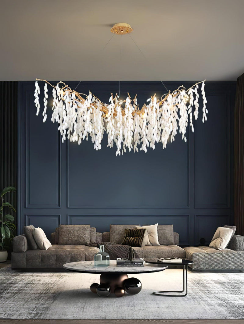 White Jade Branch Brass Chandelier-DWHOME