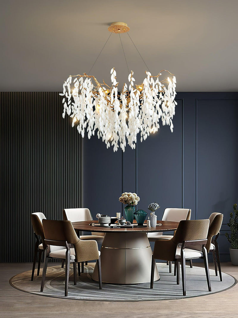 White Jade Branch Brass Chandelier-DWHOME