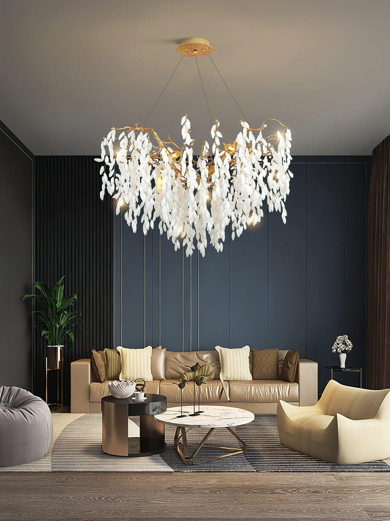 White Jade Branch Brass Chandelier-DWHOME