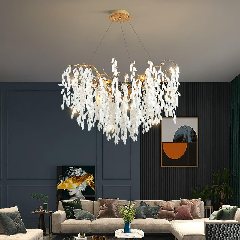 White Jade Branch Brass Chandelier-DWHOME