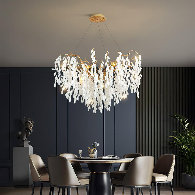 White Jade Branch Brass Chandelier-DWHOME