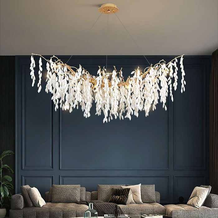 White Jade Branch Brass Chandelier - DWHOME