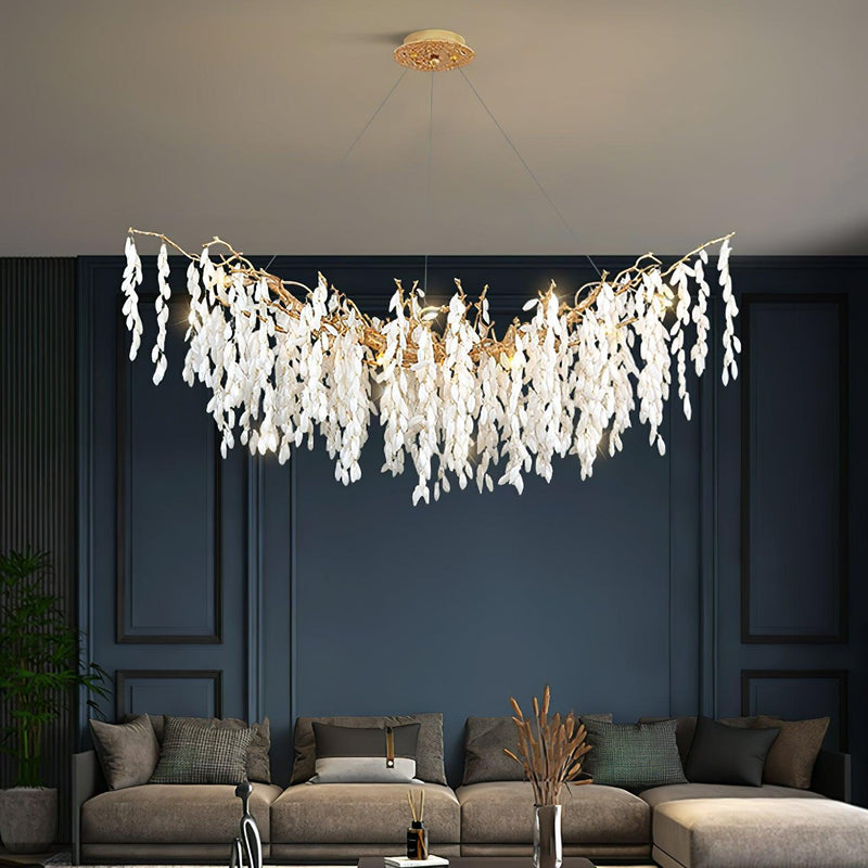 White Jade Branch Brass Chandelier-DWHOME
